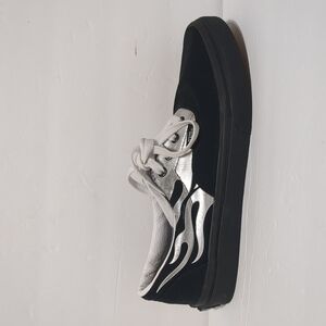 Vans Old School Metallic flame Blk-silver Vans Shoes | Fire Vans